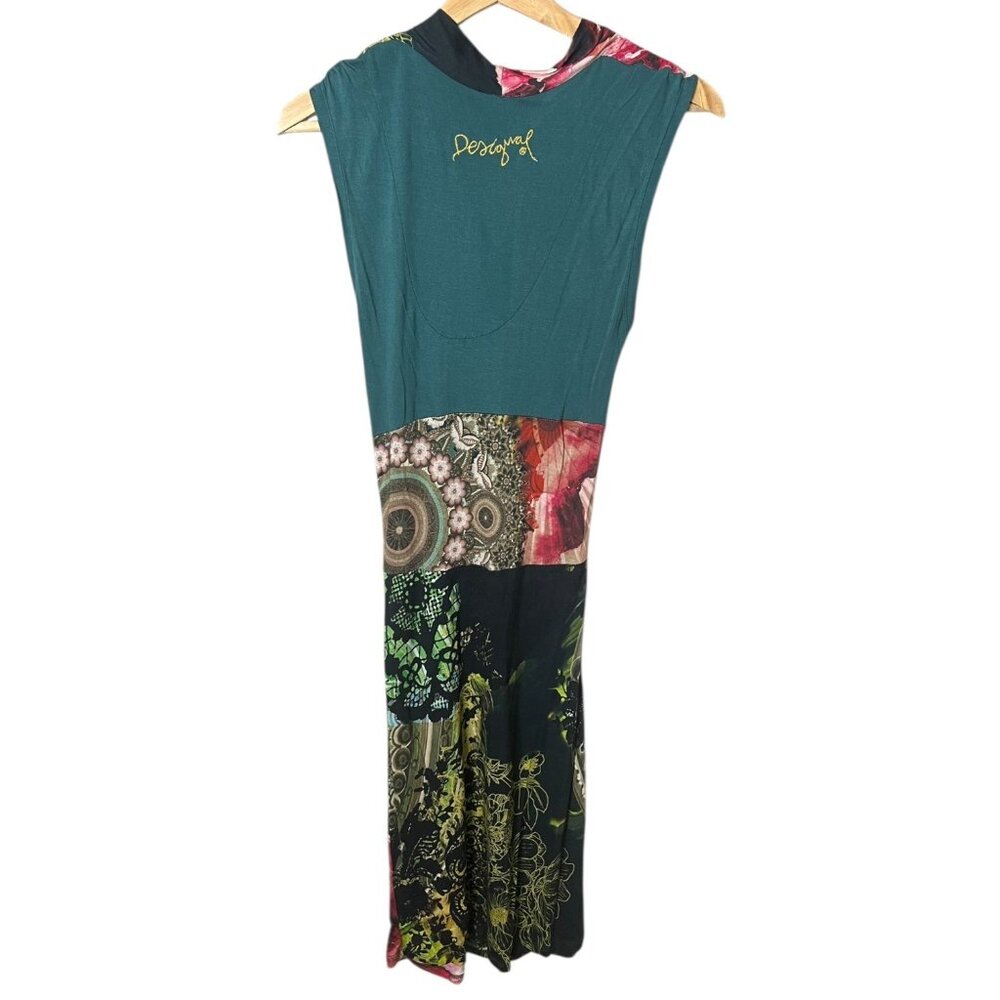 Desigual Floral Mini Dress in Black, Pink, Green - Picture 4 of 13